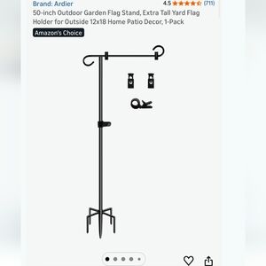 Metal Garden Flag Stand With 4 Blank Cloth Flags